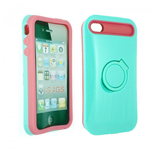Wholesale iPhone 4 4S Gummy Glow Case (Green - Pink)
